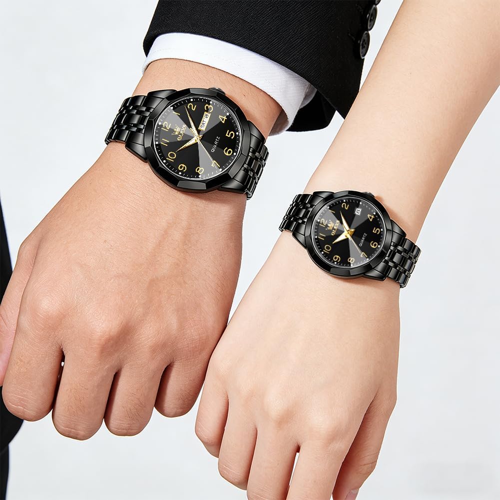 OLEVS Relojes de Pareja de San Valentín - Lujo, Moda para Hombre y Mujer, Juego de Relojes