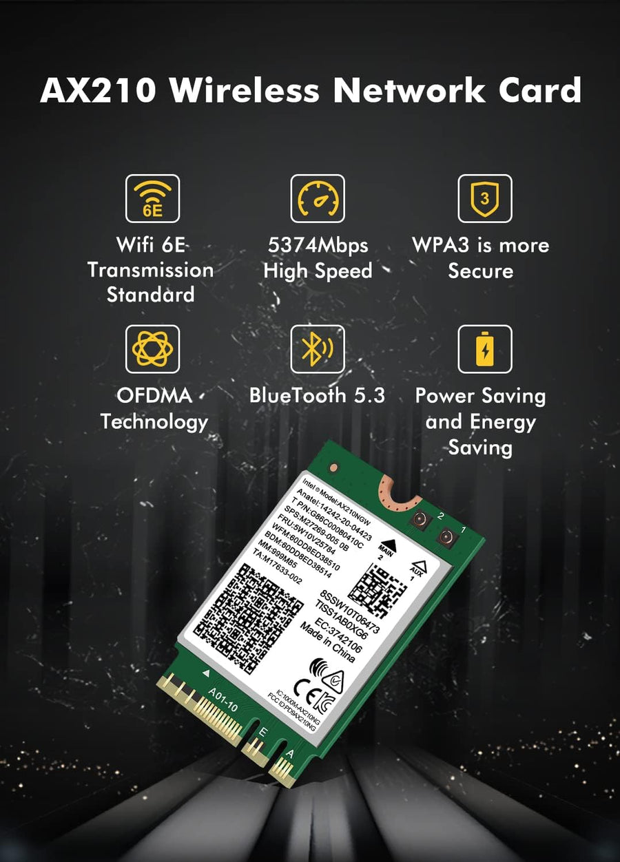 Tarjeta WiFi 6E Intel AX210 NGW Bluetooth 5.3 Adaptador de Red Tri-...