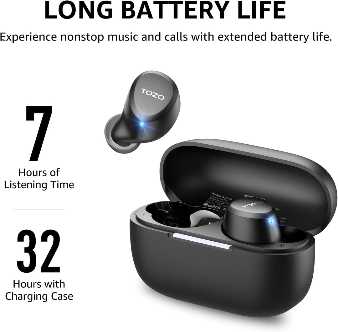TOZO Auriculares inalámbricos A1 Bluetooth 5.3 de peso ligero en el...