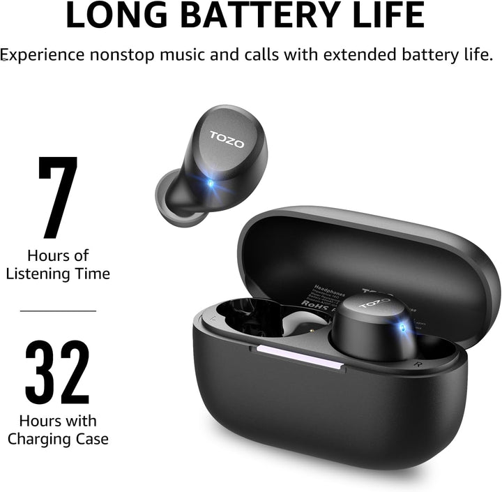 TOZO Auriculares inalámbricos A1 Bluetooth 5.3 de peso ligero en el...
