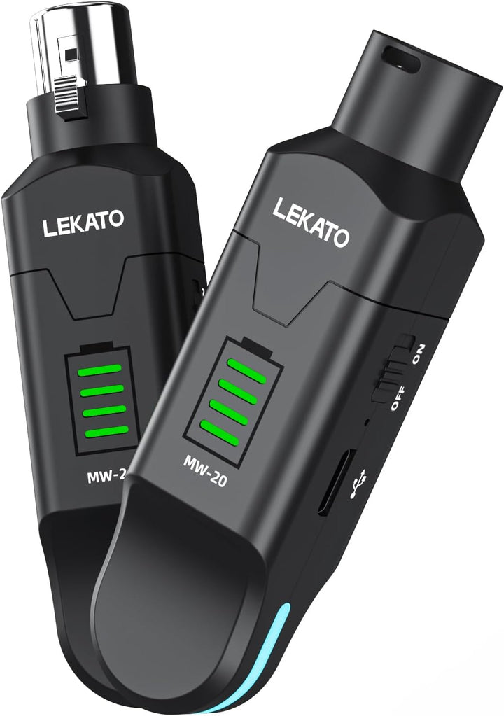LEKATO Receptor transmisor XLR inalámbrico de 2.4 GHz para micrófon...