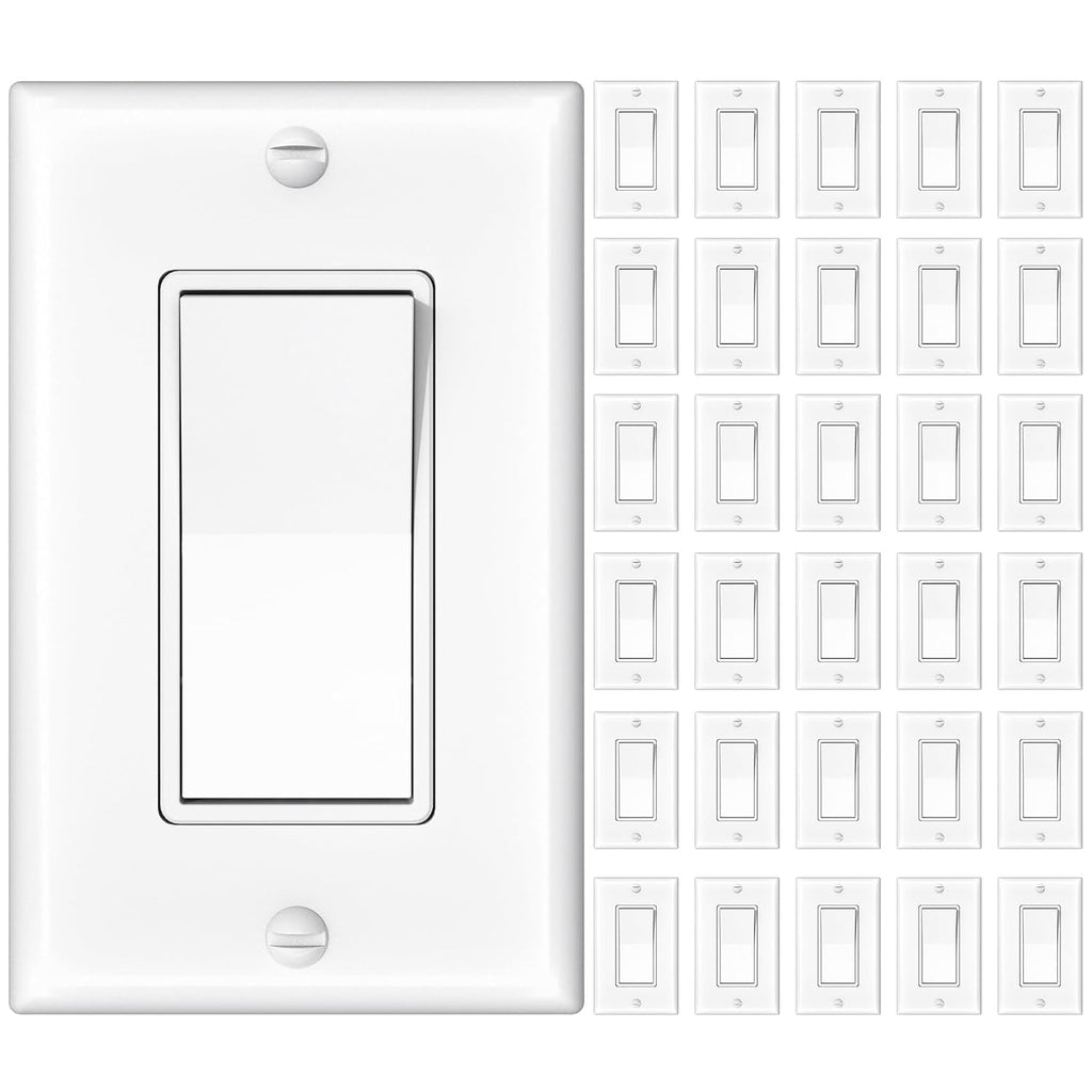 Amico - Juego de 30 interruptores de luz de un solo polo con placas de
