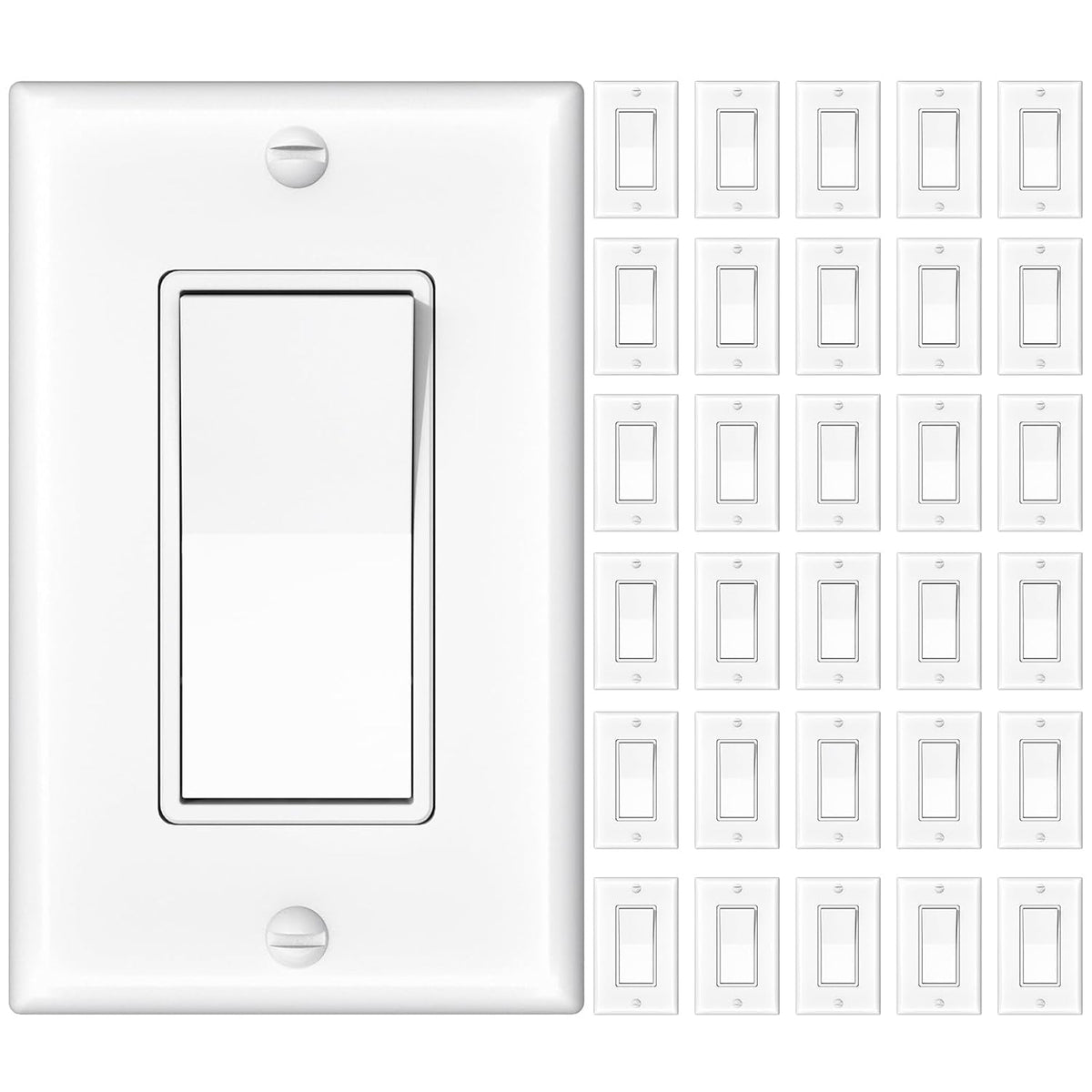 Amico - Juego de 30 interruptores de luz de un solo polo con placas de