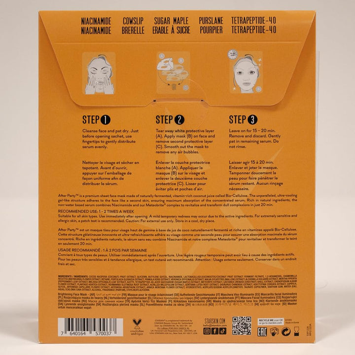 STARSKIN After Party - Mascarilla iluminadora de biocelulosa para t...