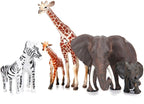 Juguetes de figuras de animales de zoológico de safari, 14 piezas realistas de animales de la selva, animales africanos de plástico salvajes con león, juego educativo de elefante para niños pequeños