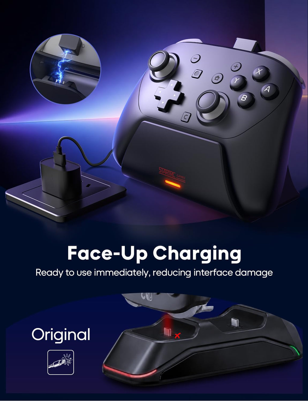 STARTRC GAMES carga Dock para Nintendo interruptor 2 Pro Controller