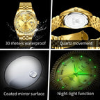 OLEVS Reloj Clásico para Hombre Diamante Analógico Lujo Acero Inoxidable a Dos Tonos Resistente al Agua con Fecha Luminous para Hombres