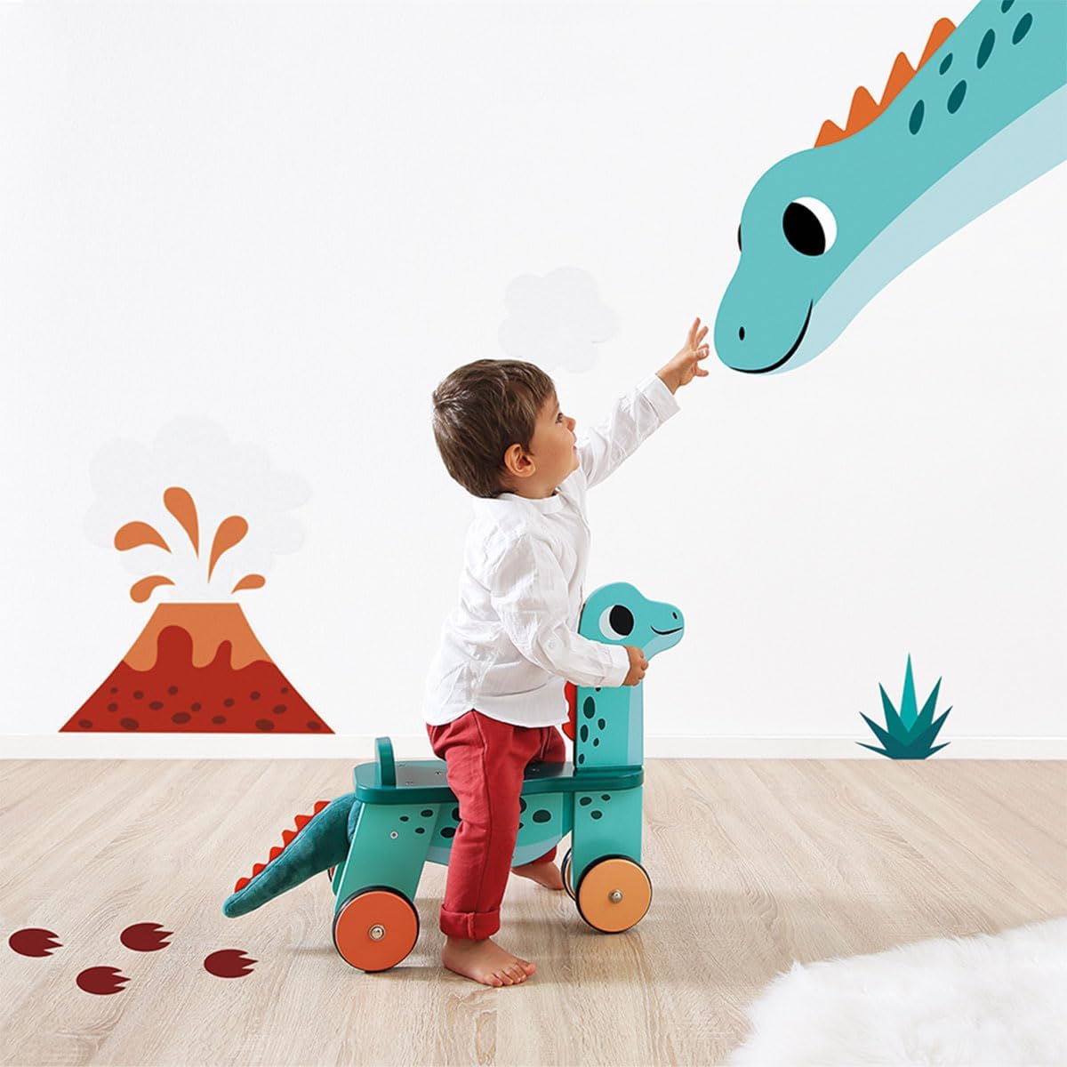 Janod - Dino - Juguete de dinosaurio de madera para niños - 18.5 pulgadas