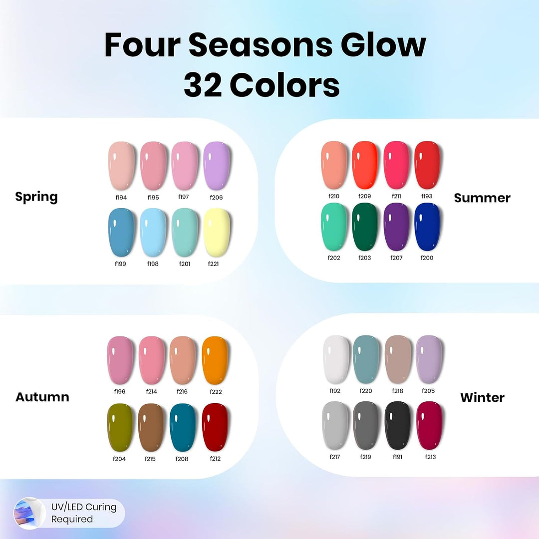 Beetles - Kit de esmalte de uñas de gel con luz UV, 54 piezas, 32 c...