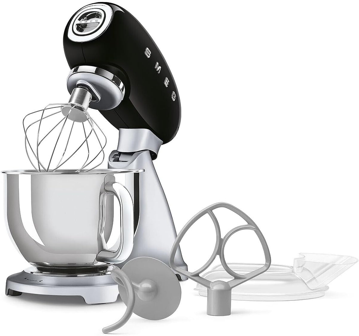 SMEG SMF04 - Batidora de pie Classico de 5 cuartos con arranque suave y mezcla constante, motor de 600 W, 10 velocidades, cuenco de acero inoxidable y escudo de vertido, mezclador planetario estilo