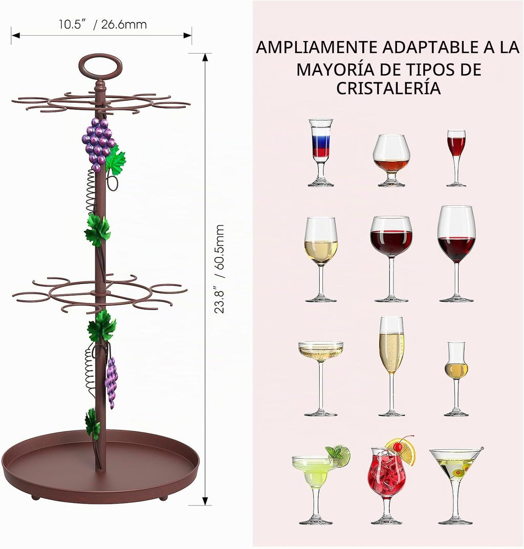 Estante de secado de vidrio de vino de metal de mesa con 12 ganchos para