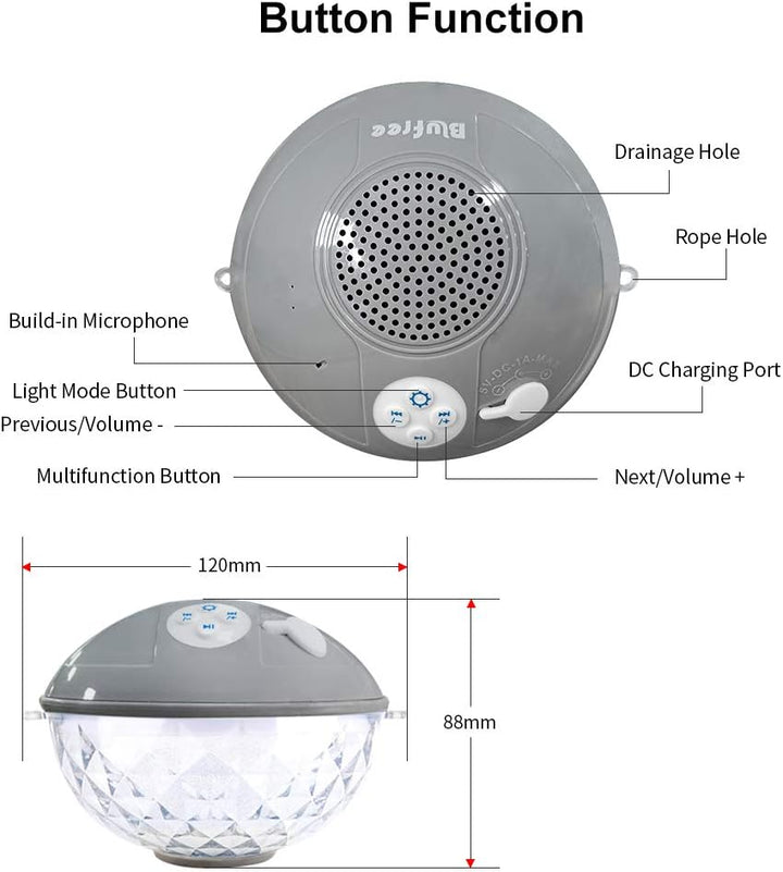 Blufree Altavoces Flotantes para Piscina con Luces Coloridas, Altav...