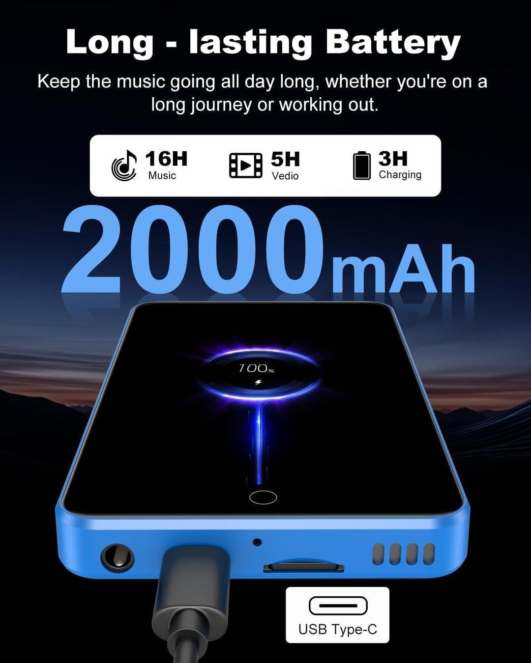 Reproductor de MP3 con Bluetooth y WiFi, 80 GB de almacenamiento y...