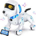 Robot Dog - Robot robot de control remoto con baile cantante, juguete para niños, 17 funciones E Interactivo Perro para 6+, programable inteligente interactivo robótico mascotas, azul y blanco