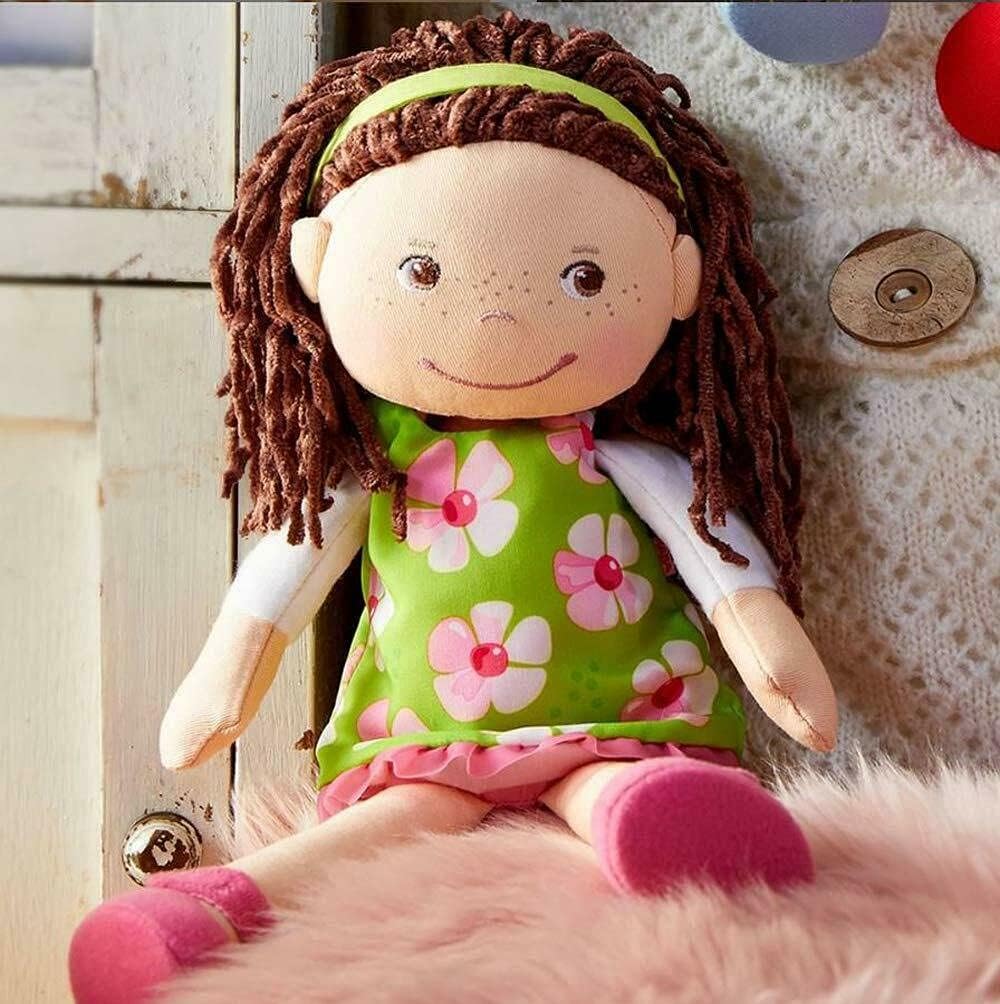 HABA Coco - Muñeca de bebé suave de 12 pulgadas con pelo castaño, c...