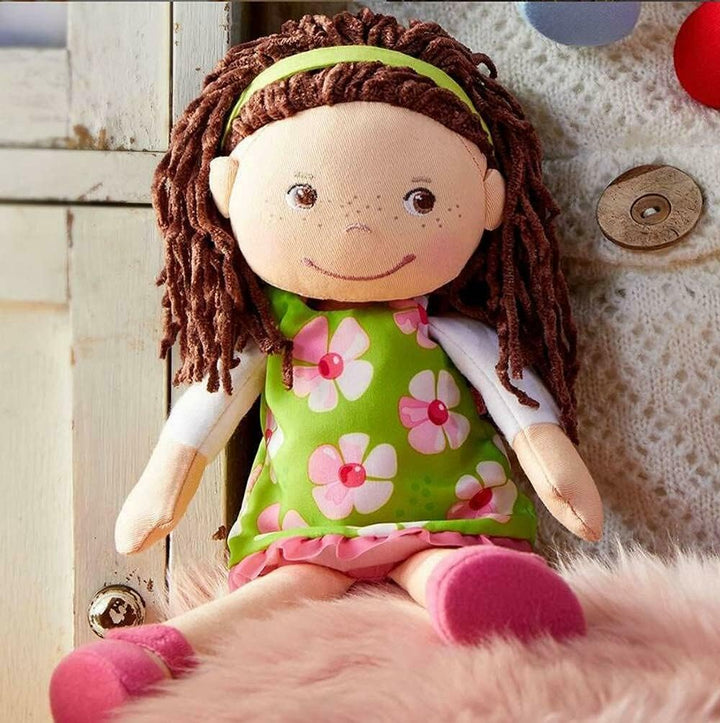 HABA Coco - Muñeca de bebé suave de 12 pulgadas con pelo castaño, c...