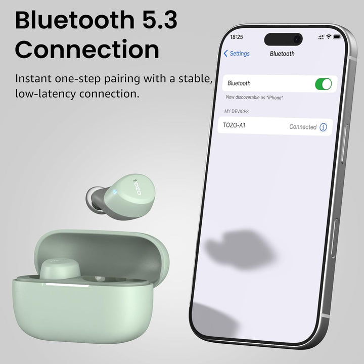 TOZO A1 Auriculares inalámbricos Bluetooth 5.3, ligeros, intrauricu...