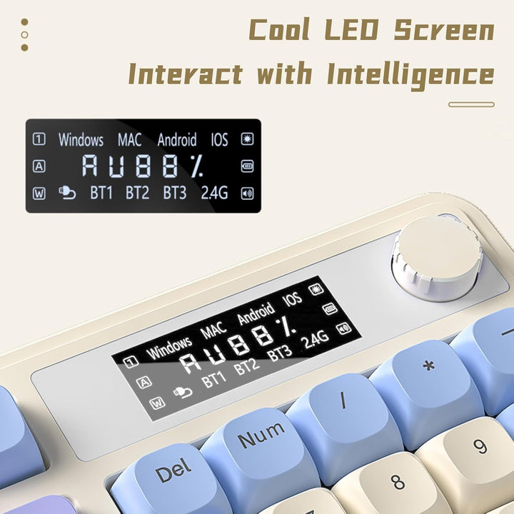 AULA Teclado inalámbrico S99 Pro, pantalla de visualización y peril...
