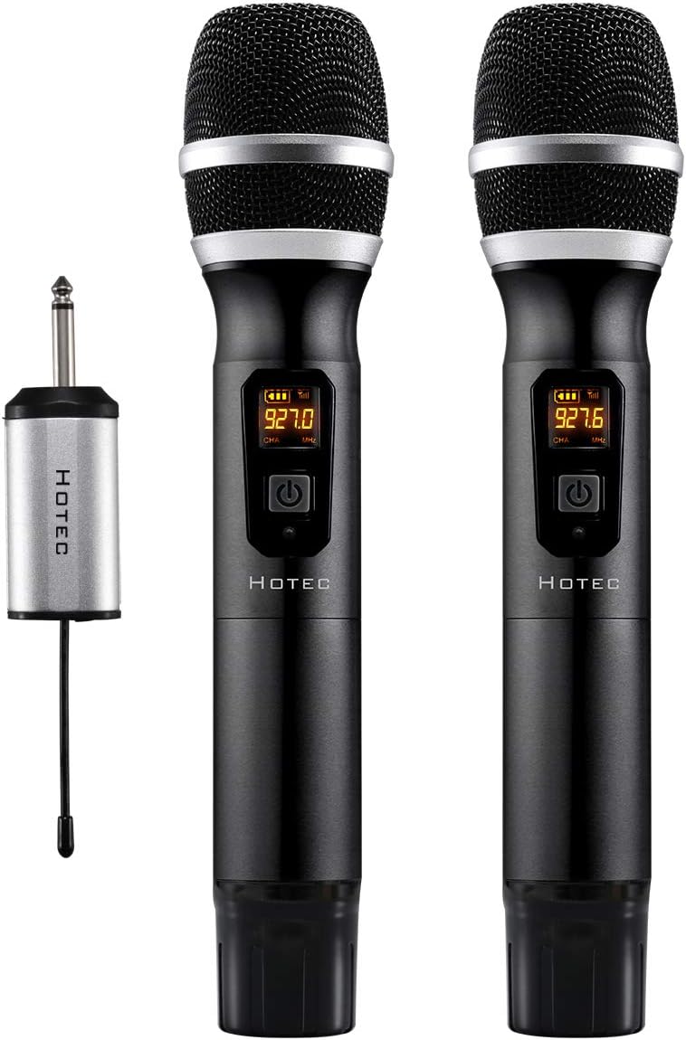 HOTEC Micrófonos inalámbricos Dual UHF Sistema de micrófono de mano...