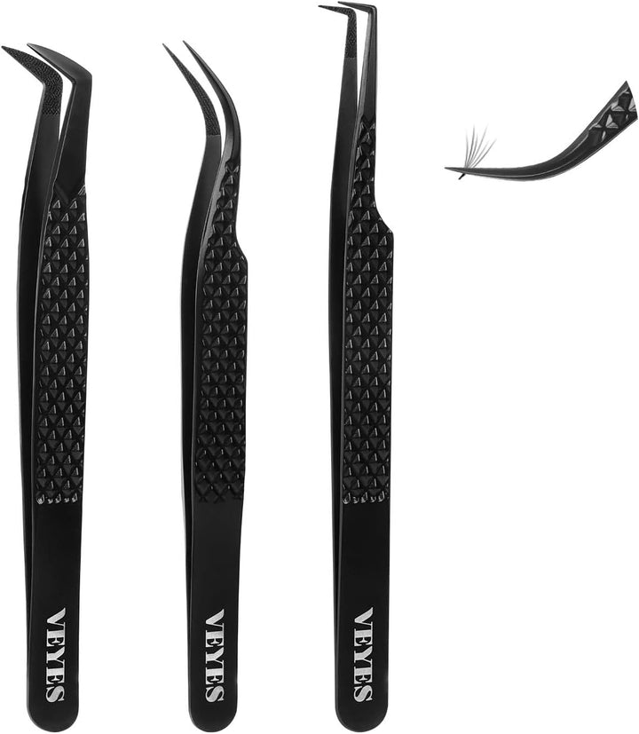 VEYES INC Pinzas de pestañas para extensiones de pestañas, kit de p...