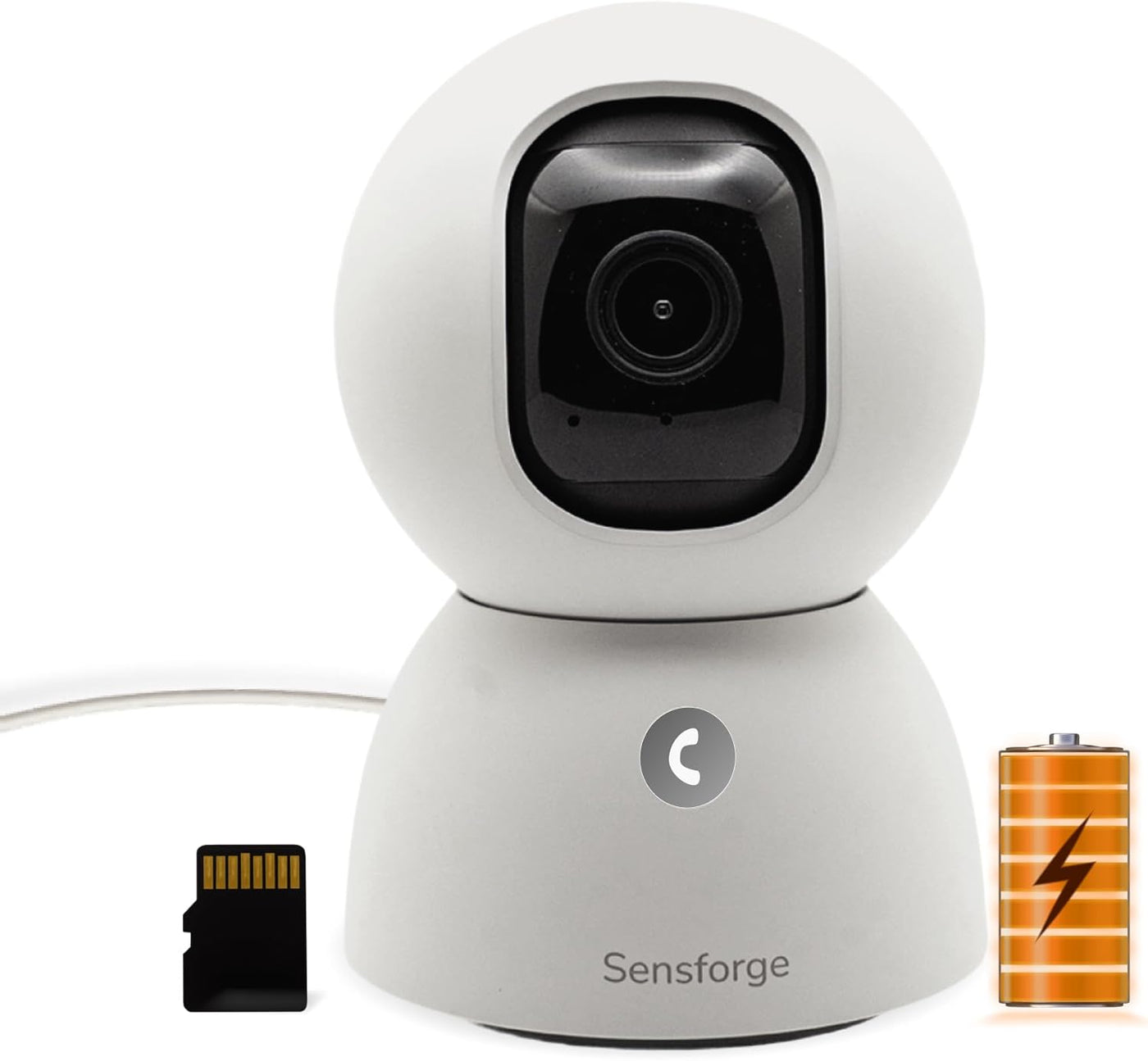 Sensforge Cámara de seguridad recargable de 2.5K para interiores, d...