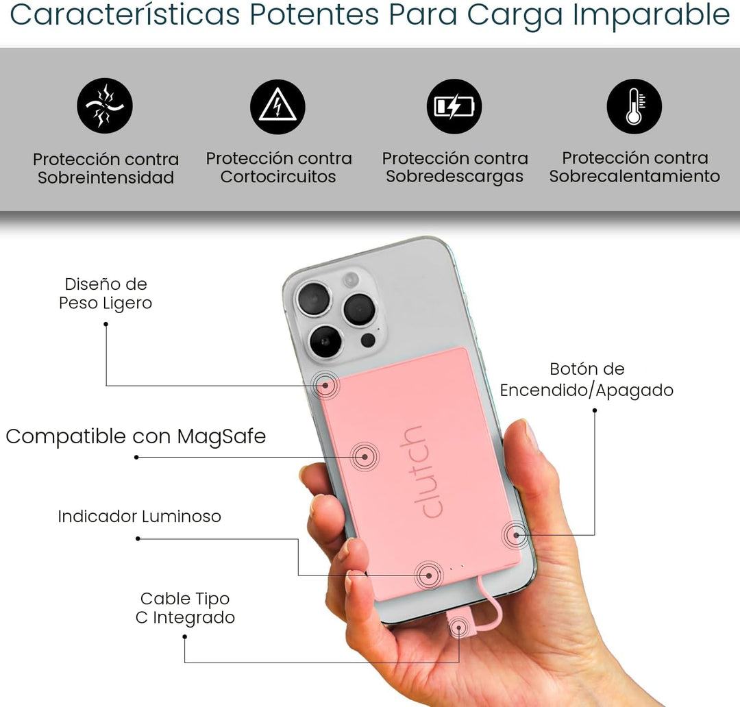 Clutch - Cargador portátil Pro USB-C - Compatible con iPhone 15, 16...