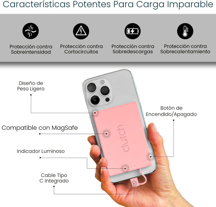 Clutch - Cargador portátil Pro USB-C - Compatible con iPhone 15, 16...