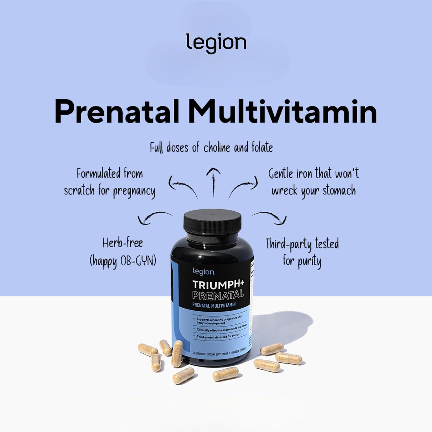 LEGION Triumph - Suplemento multivitamínico prenatal para deportes...