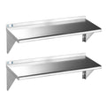 ROCKPOINT Estante de acero inoxidable de 14 x 48 pulgadas, 380 libras, paquete de 2 estantes flotantes de montaje en pared comercial NSF con protector contra salpicaduras para restaurante, cocina