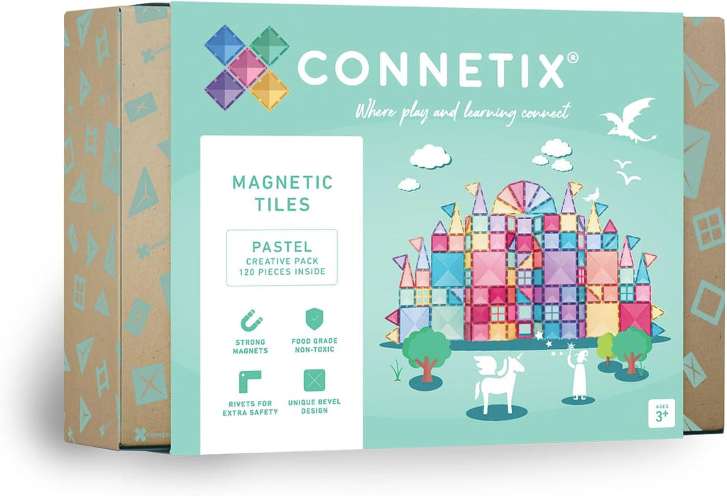 CONNETIX Paquete creativo de azulejos magnéticos pastel, 120 piezas