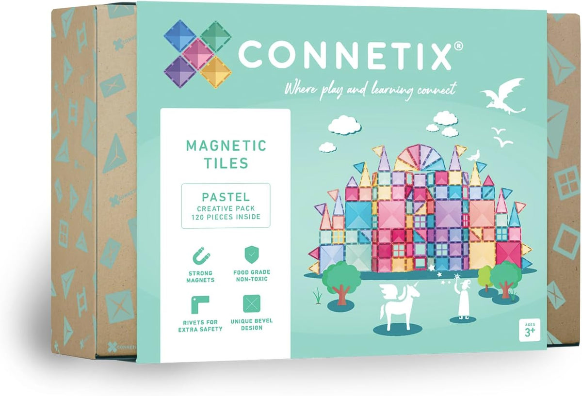 CONNETIX Paquete creativo de azulejos magnéticos pastel, 120 piezas