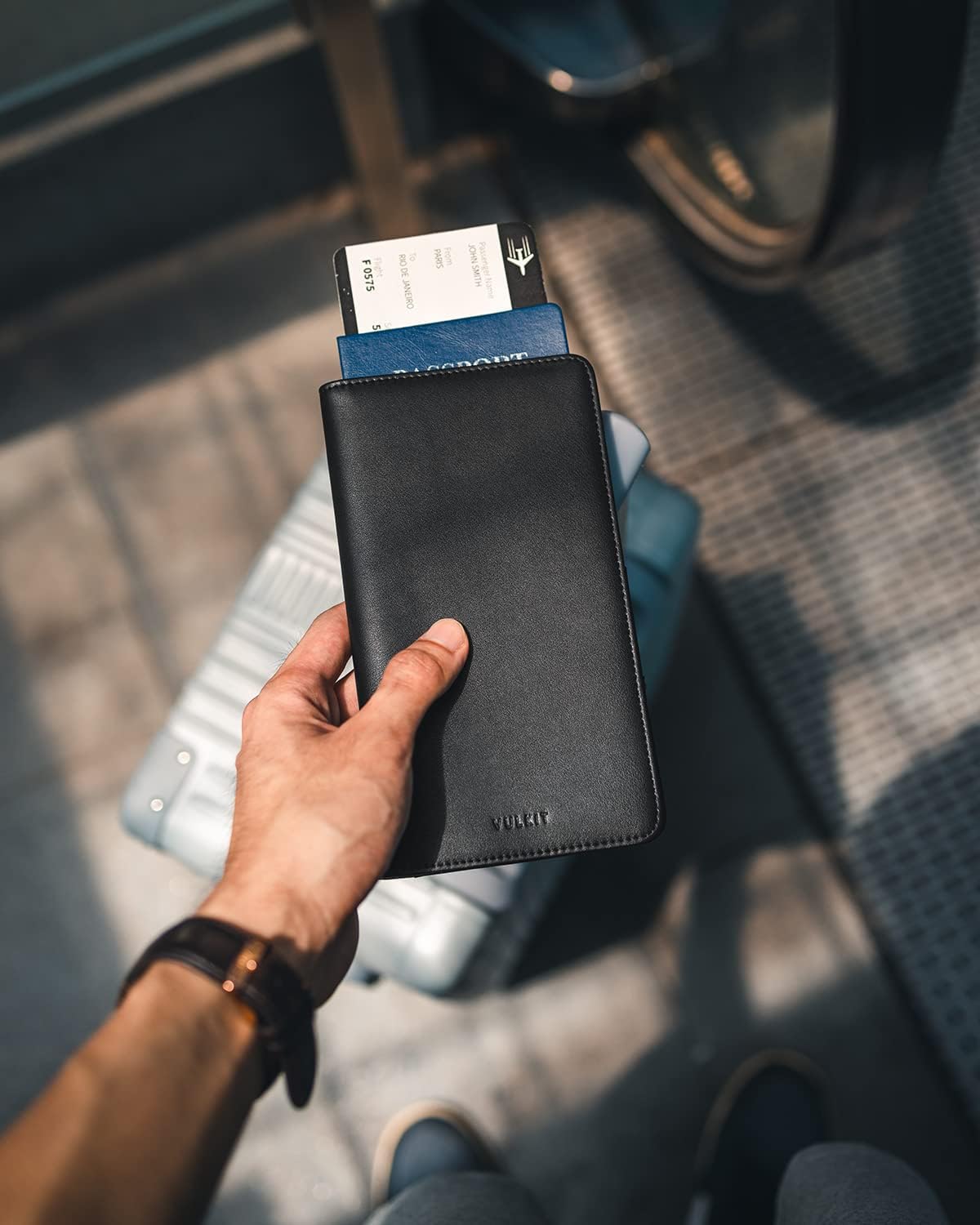 VULKIT Cartera Portapasaportes con Bloqueo RFID, Cartera de Viaje para Hombre y Mujer, Negro, Talla única, Cartera de viaje