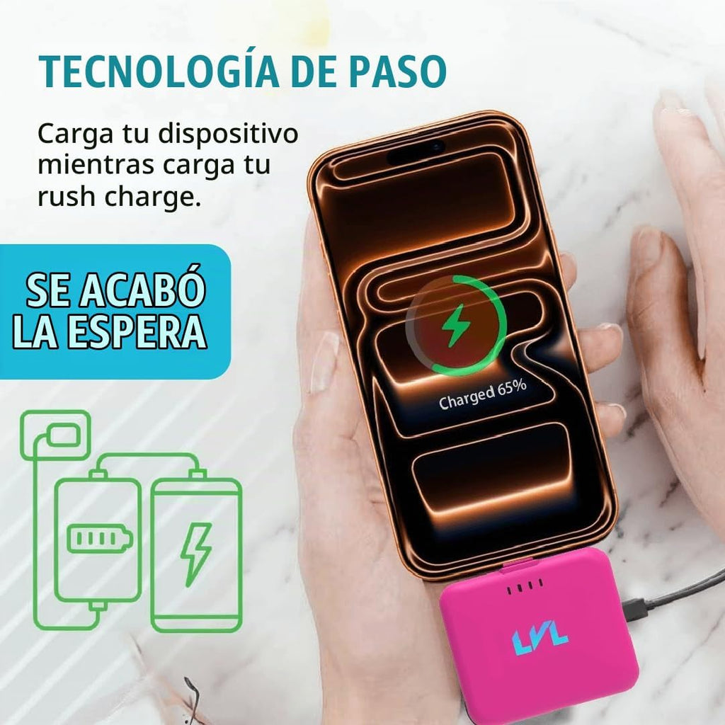 Cargador portátil LLEVVELL Spark para iPhone 17/16/15 USB C 2500mAh Banco de energía, Rosa