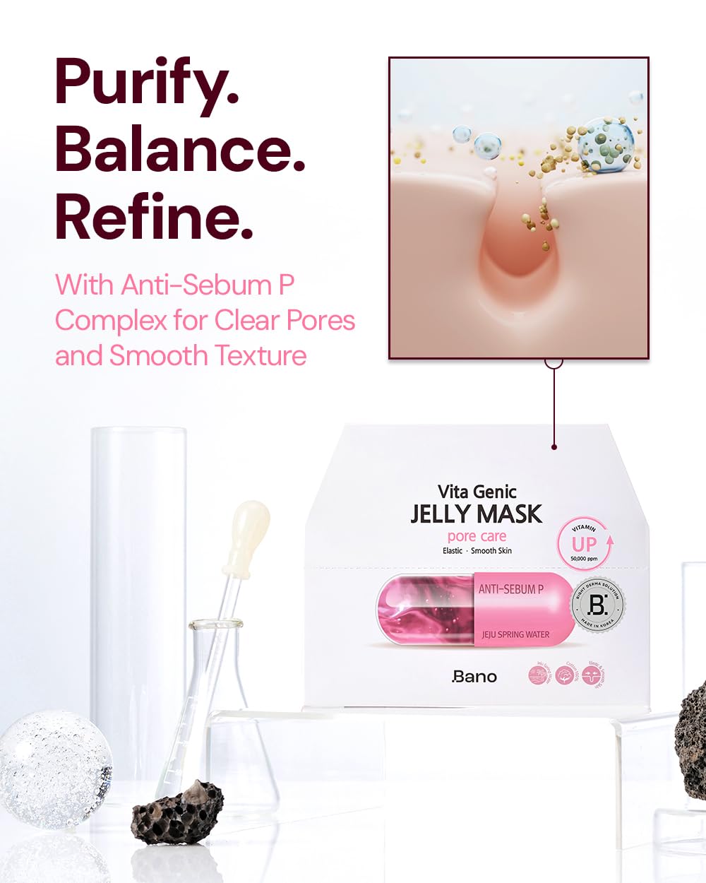 Bano Vita Genic Jelly Face Pore Care Mask 10EA - Mascarilla hidrata...