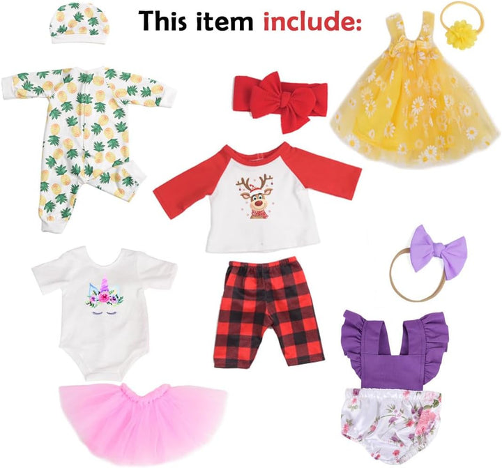 Sweet Dolly Accesorios para muñecas de bebé, 5 juegos de ropa de mu...