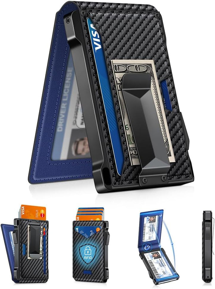 Cartera para hombre con RFID con 2 ventanas para identificación y c...