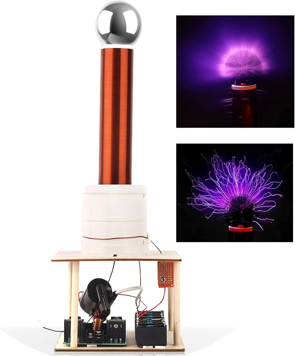 Kit de bricolaje de bobina Tesla, PEMENOL bola de plasma táctil, generador de arco de chispa para enseñanza de física, iluminación artificial de plasma de arco, modelo de experimento científico para