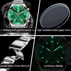 OLEVS Relojes para hombre, de cara grande, de acero inoxidable, resistente al agua, con fecha, analógicos, de cuarzo, modernos, de negocios, relojes de pulsera para hombre