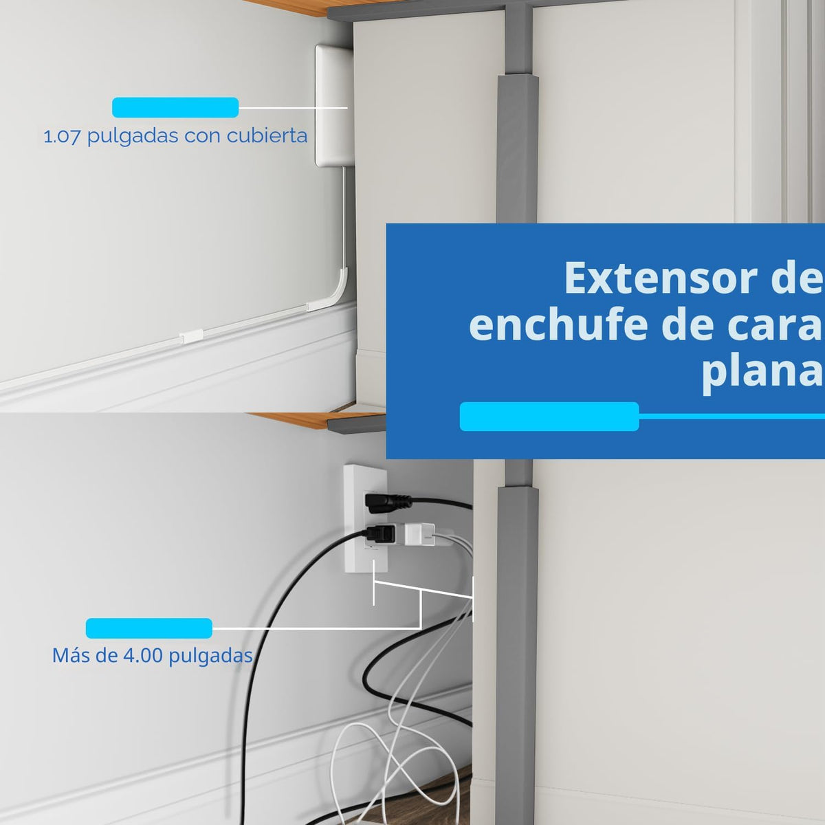 LIDER Extensor de salida con 3 receptáculos, 2 regletas de alimentación, USB-A y USB-C