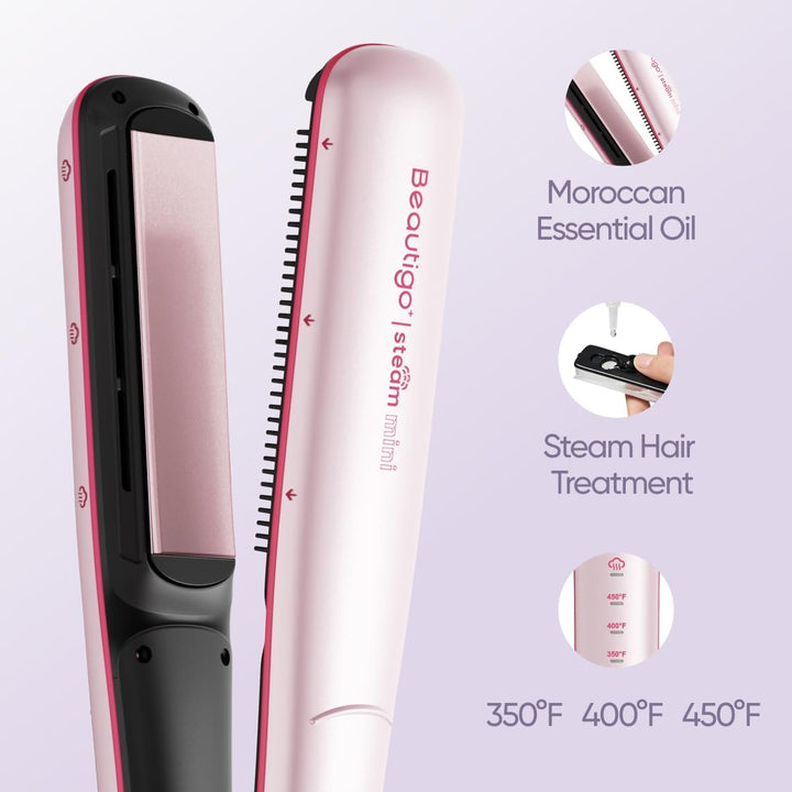 Beautigo Plancha plana de cerámica con infusión de vapor profesiona...