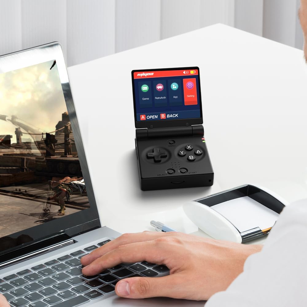 Miyoo Mini Flip Retro - Consola de juegos de mano, pantalla IPS de 2.8 pulgadas 750 x 560, emulador Linux portátil, regalo para hombres y mujeres, negro