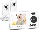 OKAIDI Monitor de video para bebés con 2 cámaras, pantalla de viaje...