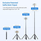 ATUMTEK Trípode para selfie stick de 60 pulgadas, todo en uno, extensible con control remoto Bluetooth, rotación de 360° para iPhone y Android, grabación de video, vlogging, transmisión en vivo, color negro
