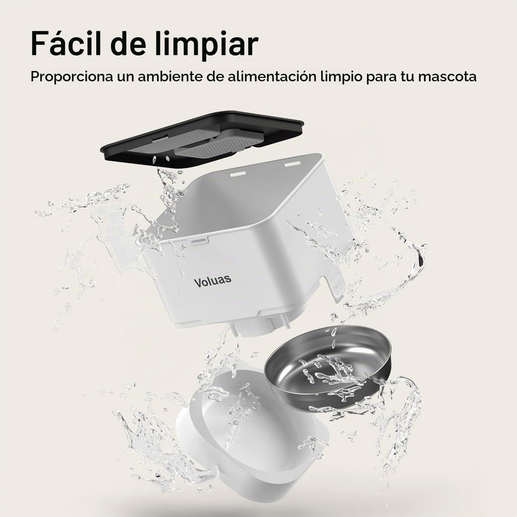VOLUAS - Comedero automático para gatos, dispensador de alimentos secos con temporizador de 4 litros para gatos y perros