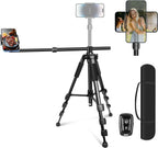 Elitehood Trípode para iPhone para grabación de video aérea [resistente y ultraestable], brazo horizontal largo extensible de 25 pulgadas, soporte de trípode para iPhone con rotación de 360° con
