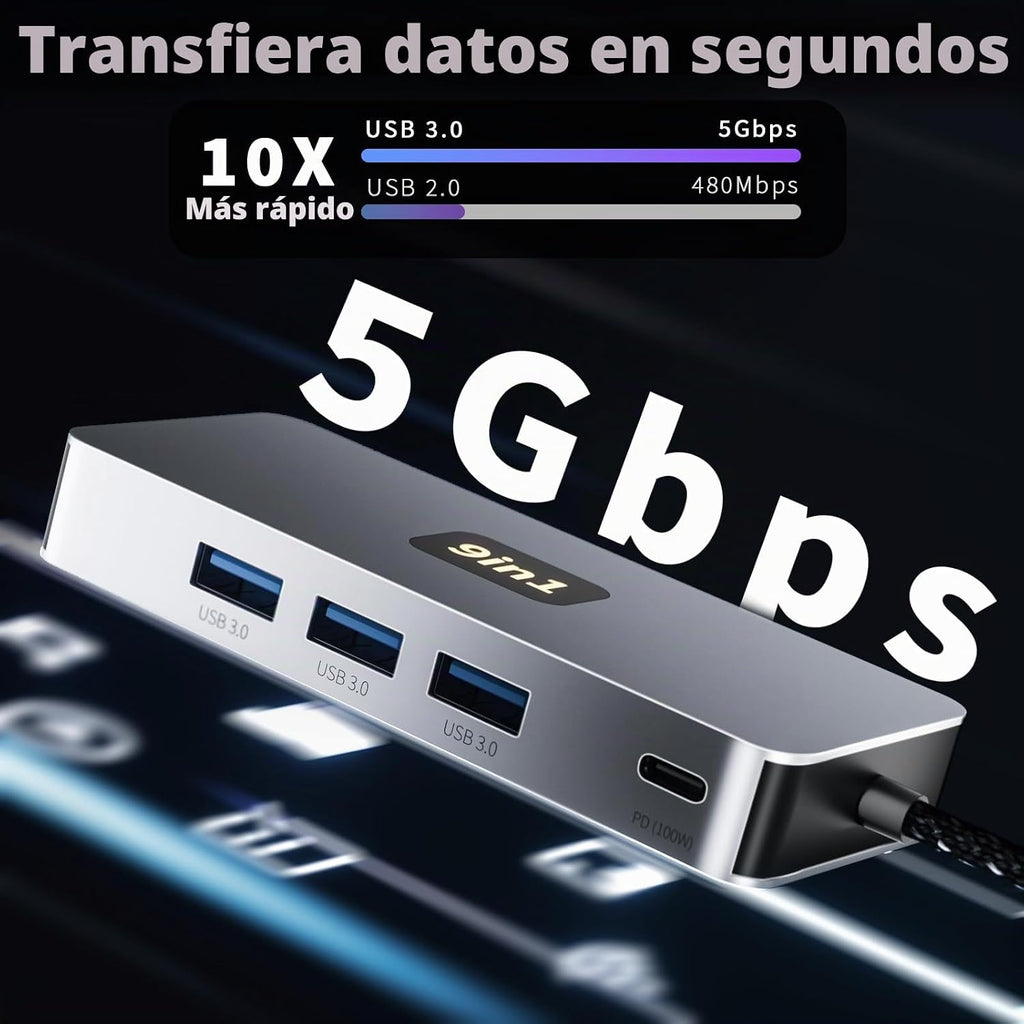 Aplimln, hub USB 3.0 de 3 puertos