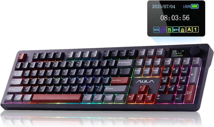 AULA Teclado Mecánico Inalámbrico F106 PRO, Teclado Gaming de 104 T...