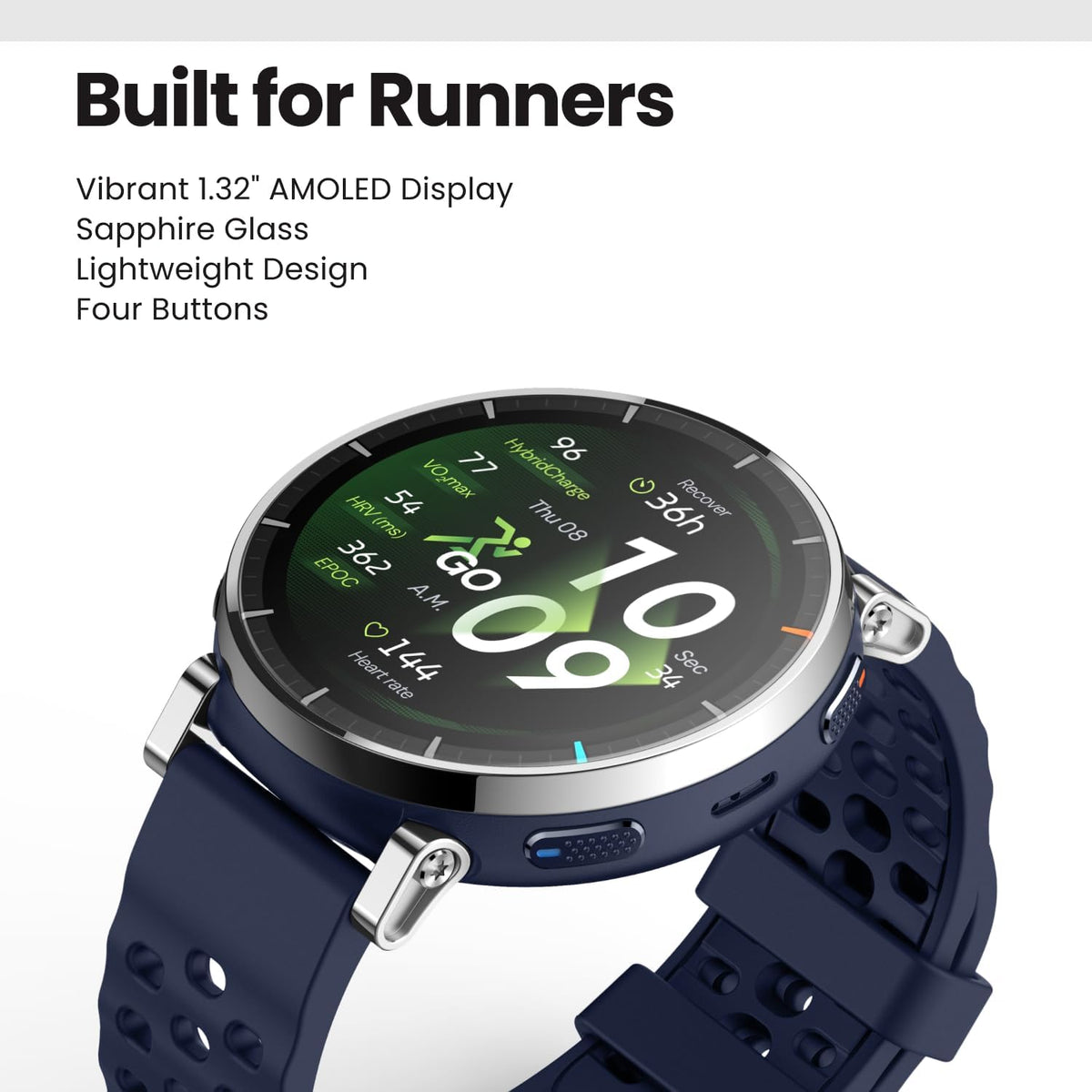 Amazfit Active 3 - Reloj inteligente, cristal de zafiro AMOLED de 1.32