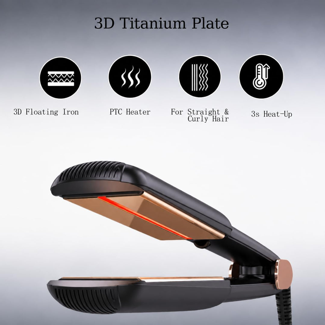Plancha de pelo de hierro plano de titanio de 1.75" para mujere...