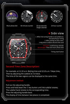 OLEVS Reloj para Hombres Analógico Cuarzo Lujo Diamante Resistente al Agua Cronógrafo Acero Inoxidable Carita Grande Cuadrado Fecha Fase Lunar Romano Relojes de Vestir para Hombres